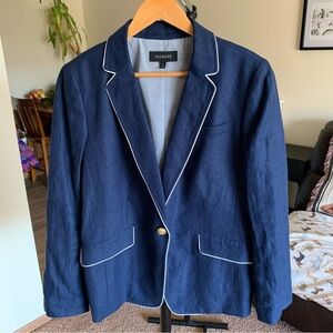 Talbots 100% Linen Blue Blazer Jacket Size 12